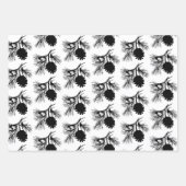 白と黒の松のトウヒの枝とコーン ラッピングペーパーシート (正面3)