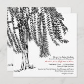 白と黒の柳の木結婚式招待状 招待状 (正面/裏面)