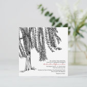 白と黒の柳の木結婚式招待状 招待状 (スタンド正面)