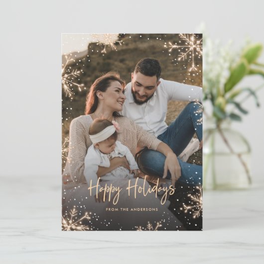 白と黒の格子模様の雪の結晶の写真 シーズンカード (スタンド正面)