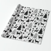 白と黒の森トナカイ ラッピングペーパー (アンロールド)