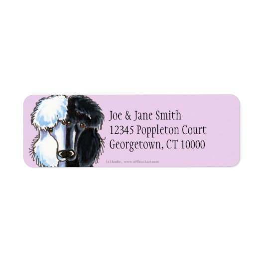 白と黒の標準プードル ラベル (正面)