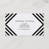 白と黒の正方形の線ミニマルな幾何学的 名刺 (裏面)