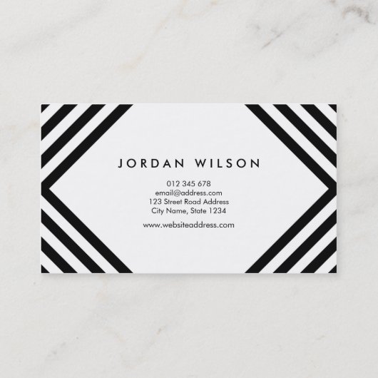 白と黒の正方形の線ミニマルな幾何学的 名刺 (裏面)