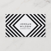 白と黒の正方形の線ミニマルな幾何学的 名刺 (正面)