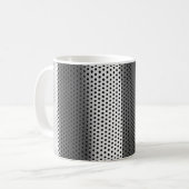 白と黒の水玉模様の織物 コーヒーマグカップ (正面左)