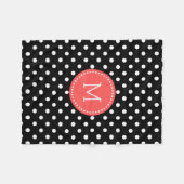 白と黒の水玉模様コーラルレッド フリースブランケット (正面(横))