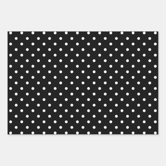 白と黒の水玉模様塩とコショウのミックス ラッピングペーパーシート (正面)