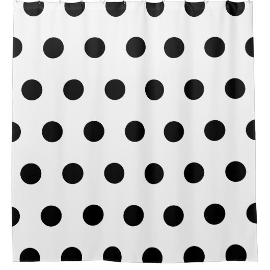 白と黒の水玉模様 シャワーカーテン (正面)