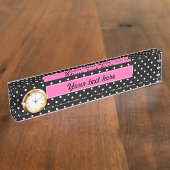 白と黒の水玉模様 デスクネームプレート (側面)