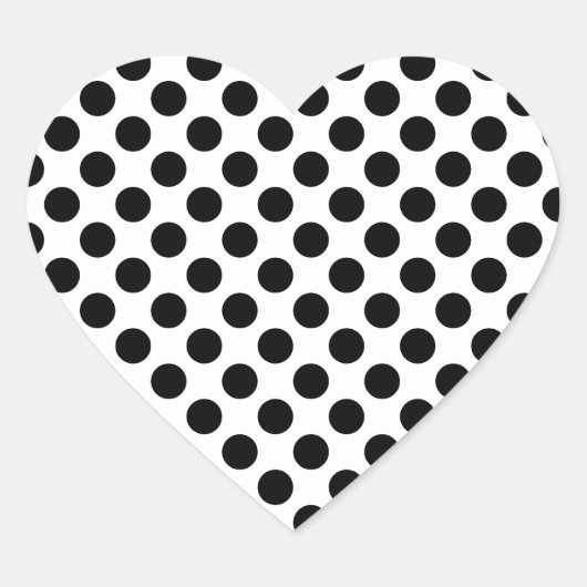 白と黒の水玉模様 ハートシール (正面)