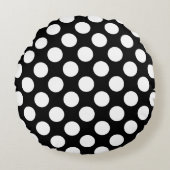 白と黒の水玉模様 ラウンドクッション (正面)