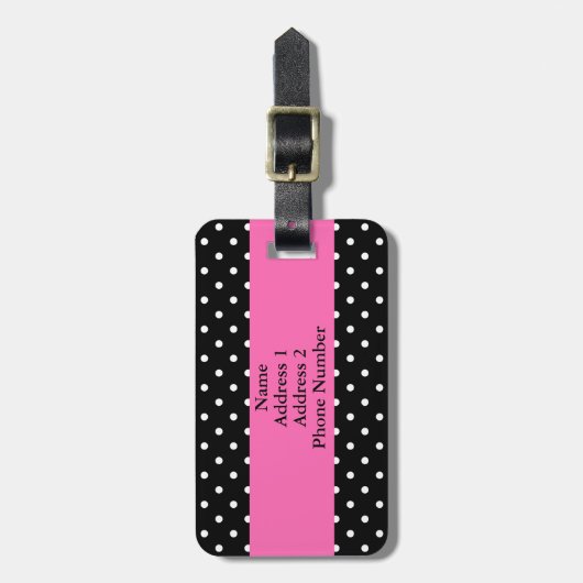 白と黒の水玉模様 ラゲッジタグ (正面縦)