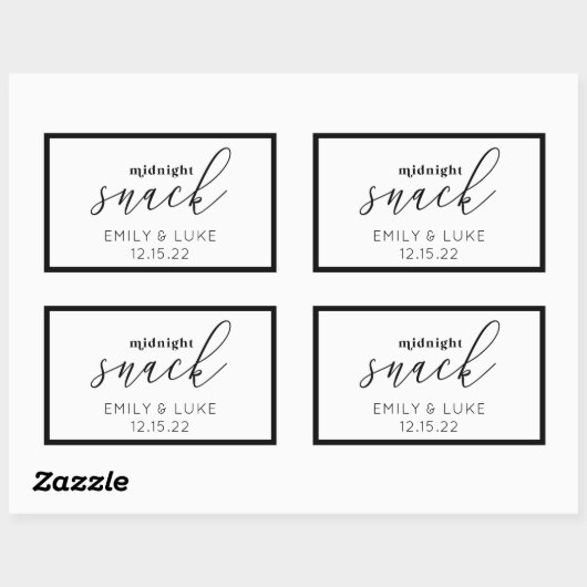 白と黒の深夜スナックカスタムウェディング 長方形シール (シート)