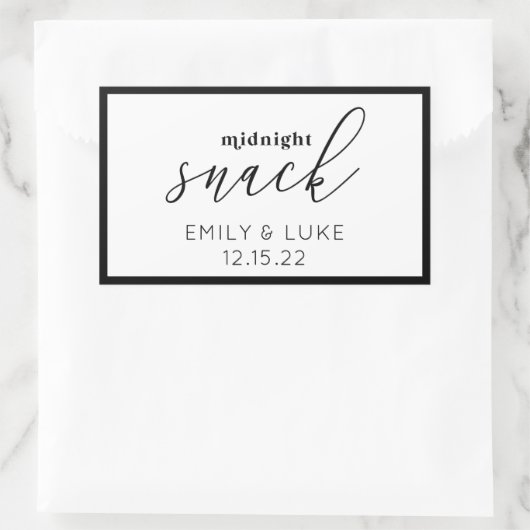 白と黒の深夜スナックカスタムウェディング 長方形シール (バッグ)