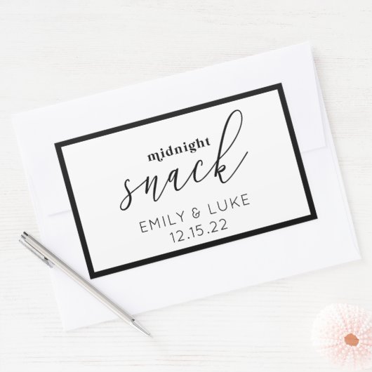白と黒の深夜スナックカスタムウェディング 長方形シール (封筒)