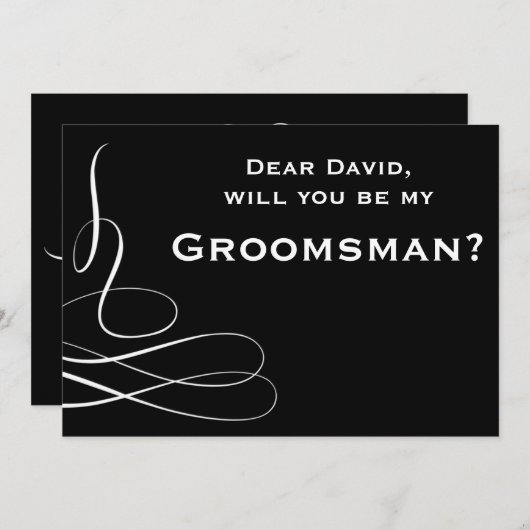 白と黒の渦巻き旋回で私のグロムスマンになる 招待状 (正面/裏面)