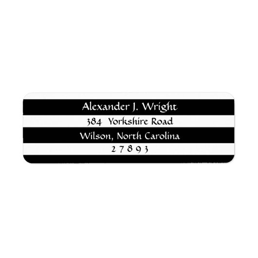 白と黒の無地の差出人住所ラベル ラベル (正面)