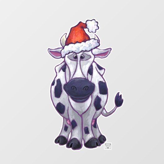 白と黒の牛のクリスマスウィンドウにしがみつく ウィンドウサイン (シート)