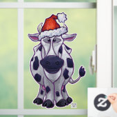 白と黒の牛のクリスマスウィンドウにしがみつく ウィンドウサイン (ホーム)