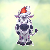 白と黒の牛のクリスマスウィンドウにしがみつく ウィンドウサイン (シート3)