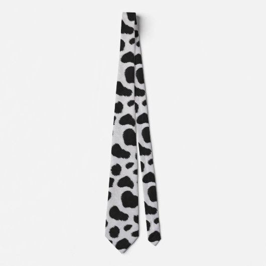 白と黒の牛の斑点のパターフェイクンのファーテクスチャ ネクタイ (正面)