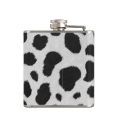 白と黒の牛の斑点のパターフェイクンのファーテクスチャ フラスク (裏面)