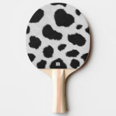 白と黒の牛の斑点のパターフェイクンのファーテクスチャ 卓球ラケット (裏面)