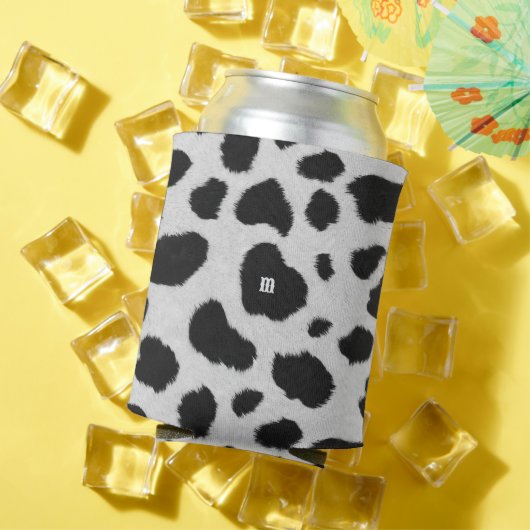 白と黒の牛の斑点のパターフェイクンのファーテクスチャ 缶クーラー (インサイチュ 夏)