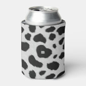 白と黒の牛の斑点のパターフェイクンのファーテクスチャ 缶クーラー (缶正面)