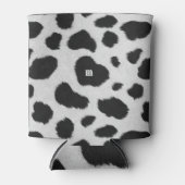 白と黒の牛の斑点のパターフェイクンのファーテクスチャ 缶クーラー (正面)