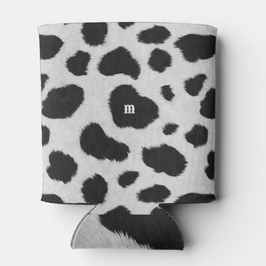 白と黒の牛の斑点のパターフェイクンのファーテクスチャ 缶クーラー (裏面)