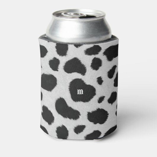 白と黒の牛の斑点のパターフェイクンのファーテクスチャ 缶クーラー (缶裏面)