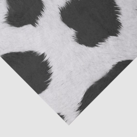 白と黒の牛の斑点のパターフェイクンのファーテクスチャ 薄葉紙 (詳細)