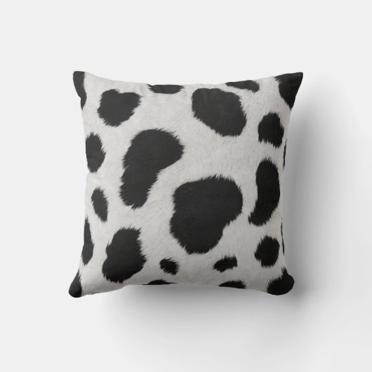 白と黒の牛革のファーフェイクのパタストライプーン クッション (裏面)