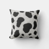 白と黒の牛革のファーフェイクのパタストライプーン クッション (正面)