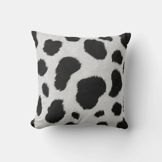 白と黒の牛革のファーフェイクのパタストライプーン クッション (正面)