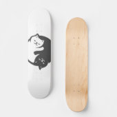 白と黒の猫のイン – ヤン – バックカラーを選択 スケートボード (正面)