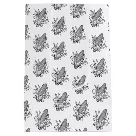 白と黒の甘いコーンコブアイコン ミディアムペーパーバッグ