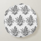 白と黒の甘いコーンコブアイコン ラウンドクッション (裏面)