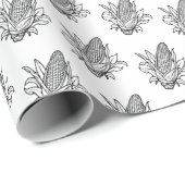 白と黒の甘いコーンコブアイコン ラッピングペーパー (ロールコーナー)