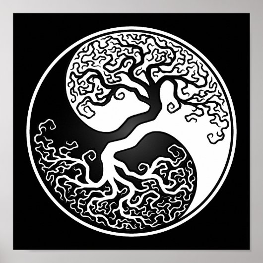 白と黒の生命の木の陰陽 ポスター (正面)