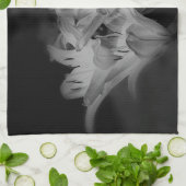 白と黒の百合花 キッチンタオル (折り畳み)