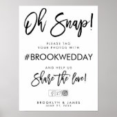 白と黒の結婚ハッシュタグ記号 ポスター (正面)