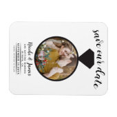 白と黒の結婚リングや輪写真日付の保存 マグネット (横)