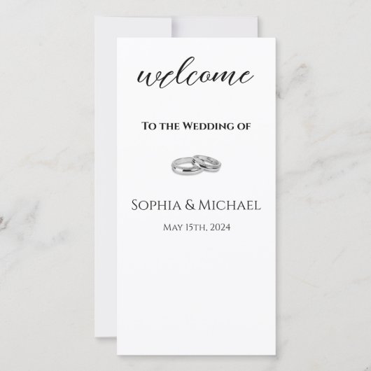 白と黒の結婚リングや輪-結婚式 プログラム (正面)