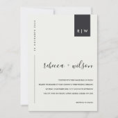 白と黒の結婚式のレセプション 招待状 (正面)