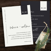 白と黒の結婚式のレセプション 招待状