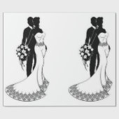 白と黒の結婚式の包装紙 ラッピングペーパー (フラット)