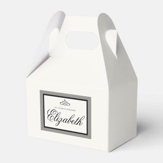 白と黒の結婚式の引き出物 フェイバーボックス (正面サイド)